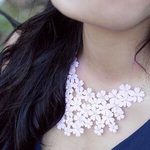 Anthropologie Serefina Mega Floral Statement Necklace in Blush Pink